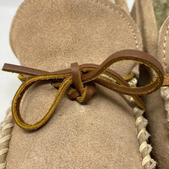 Cabelas Suede Sherpa Slippers Mens Size 12 M Cozy Cabincore Neutral - Picture 9 of 12